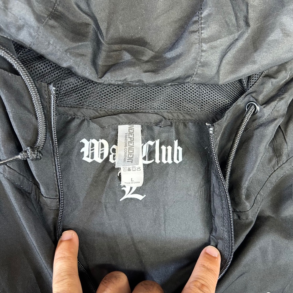 War Club Quarter Zip Windbreaker Jacket Black Mens Large Gothic Graphic Pullover - Picture 3 of 9